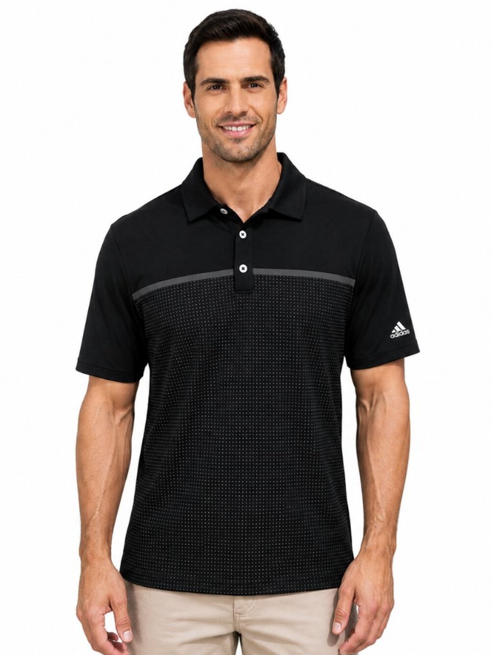 adidas Men's Climacool Aeroknit Short Sleeved Performance Polo Black Medium